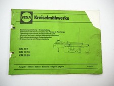 Fella KM 187 225 H Kreiselmähwerk Bedienungsanleitung Ersatzteilliste 1988