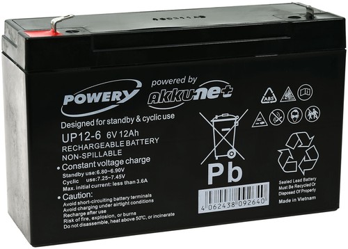 Powery blei gel akku - powery, 6v