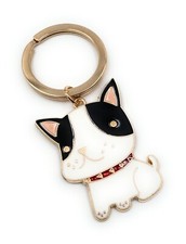 Schlüsselanhänger Hund Haustier Vierbeiner gefleckt weiß braun gold Anhänger 