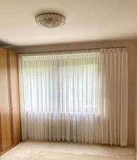 Hochwertige - Gardine - lang -  weiß/transparent  - Maßanfertigung - 