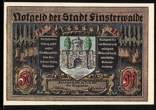 Notgeld finsterwalde 1921 50 - finsterwalde,