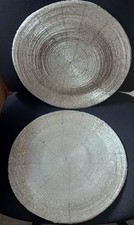 2 Tischsets von Florissima silberfarben glitzernd 35,5cm Durchmesser