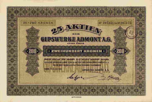 Gipswerke admont 1922 wien - admont, ag