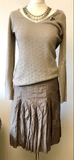 Taifun, stylischer Rock Gr. 36, taupe im Knitterlook, businesstauglich