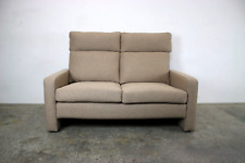 COR Conseta Zweisitzer Couch Grau Uni Stoff Sofa Hohe Lehne Neubezug