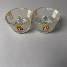 2x Aschenbecher Werbung f6 Glas Windascher rund 8cm