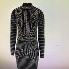 Marciano Guess kleid Mesh DRESS Stella Perlen Strass L/Xl It 46 Neu Abend 280 E