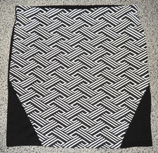 Damen Stretchrock Schwarz/Weiß ungefüttert Gummizug Gr. 40 Janina