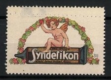 Reklamemarke Otto Ring´s Syndetikon, Engel auf Tube Klebstoff 