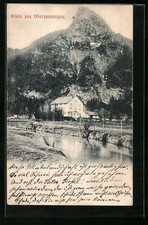 Ansichtskarte Oberammergau, Ortspartie mit Kofel 1913 