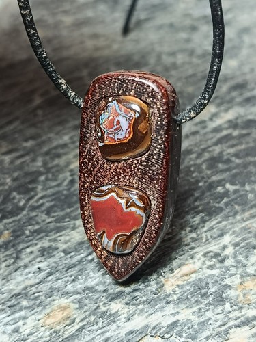 Edelholz opal anhänger - &,