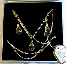 ECHT GOLD 💧 Set Tropfen GRANAT Ohrringe + Anhänger, Kette
