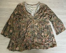 Jeans Fritz. Damenbluse. Gr. 36. Grün Bunt mit Blumen. 3/4 Armlänge