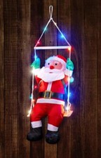 Sitzender Weihnachtsmann auf LED Schaukel Nikolaus Weihnachtsdeko Hängend Deko