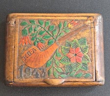 Seltener Zigarettenetui Frontarbeit Holzarbeit Russland 1943 WW 2 Einzigartig! 