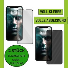 2x Full HD Displayschutz für iPhone 17 16 15 14 13 12 11 Pro Max Blickschutz
