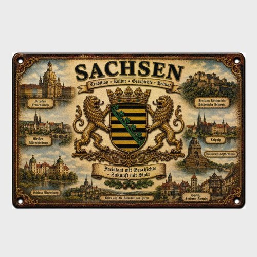 Blechschild sachsen wappen - sachsen,