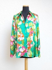 Grün bunte Blumen Satin Hemd Bluse von Zara, Gr. L
