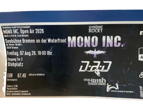 Mono inc open air 2026 - mono, bremen
