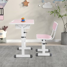Rosa Verstellbarer Schreibtisch und Stuhl, Schreibtisch-Set für Kinder mit Stuhl