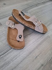 top NEU taupe-schwarze  Zehentrenner Gr. 39 Miss Fußbett sandbeige Kork