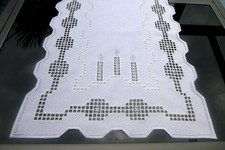 Läufer Hardanger Handarbeit  Weihnachten Tischdecke Weiß  140  x 48 cm