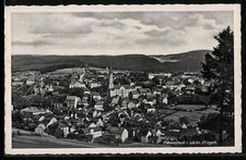 Eibenstock i. sächs. Erzgeb., Teilansicht mit Kirche, Ansichtskarte 1943 