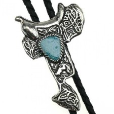 Bolo Tie Western-Sattel, Cowboy, Saddle, silbern, türkis, Bolotie