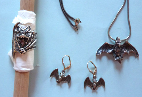 Fledermaus schmuckset ring - fledermaus,