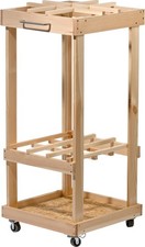 dobar Gartenwerkzeug-Organizer auf Rollen Mobiler Gartengerätehalter aus Holz 