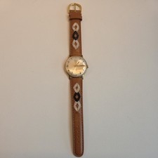 Dugena 444 Antichoc Uhr Leder Armband Vintage Retro Sammler Gold