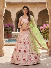 rosa lehenga choli, indisches