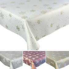 Zweiseitig Tischdecke Weihnachten Viele Größen Rot Gold Silber Weiß - Öko Tex