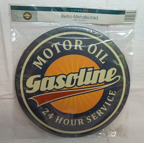Blechschild rund gasoline - blechschild,