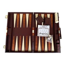 Backgammon Koffer Kunstleder Hartung Würfelbecher +Würfel + 30 Steine Vintage