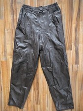 Designer Lederhose von Jean Claire, Echtes Leder, High Waist, Paperbag, stretch