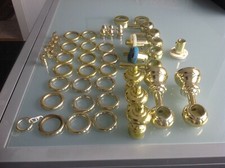 Gardinenringe, - haken, -Zubehör  Konvolut messingfarbend Kunststoff