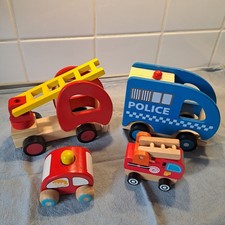 Holzspielzeug v. Windel und  Goki Autos Feuerwehr Polizei 4 Teile