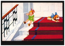 Tiere-AK Mädchen und bellender Hund, um 1925, Verlag WS+SR, ungebraucht