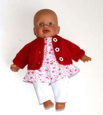 Puppenkleidung für die Babypuppe 25 cm, Kleid, Strickjacke, Hose