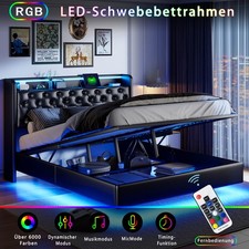 Boxspringbett 160x200 cm Mit LED USB Polsterbett Stauraum Lattenrost Doppelbett