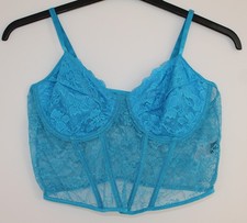 NEU Sexy Korsage Korsett Top aus Spitze blau Gr.44 XL mit Bügeln und Stäben