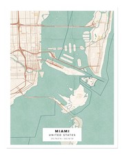Miami Stadtplan Wandkunst