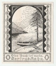 ANONYM: Exlibris für Gertrud Kahn, Boot, Schlange