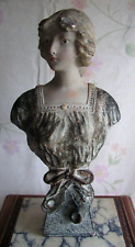 Frankreich Capelli Jugendstil Büste Mädchen Frau Kopf Gips bemalt um 1900
