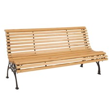 B-Ware Gartenbank MCW-O24, Holzbank 3-Sitzer, Gusseisen Holz Kiefer, 160cm natur