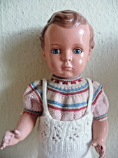 Alte Schildkrötpuppe Hans ca. 45 cm mit braunem Haar