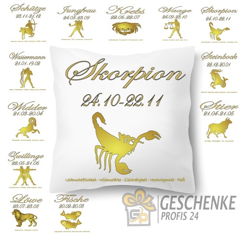 Kissen mit sternzeichen - sternzeichen, gold