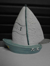 Keramik Segelschiff No.1 Segelboot Deko Maritim Zierobjekt 17x17cm
