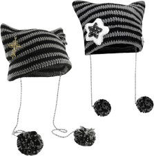 Katzenohr-Strickmützen 2er